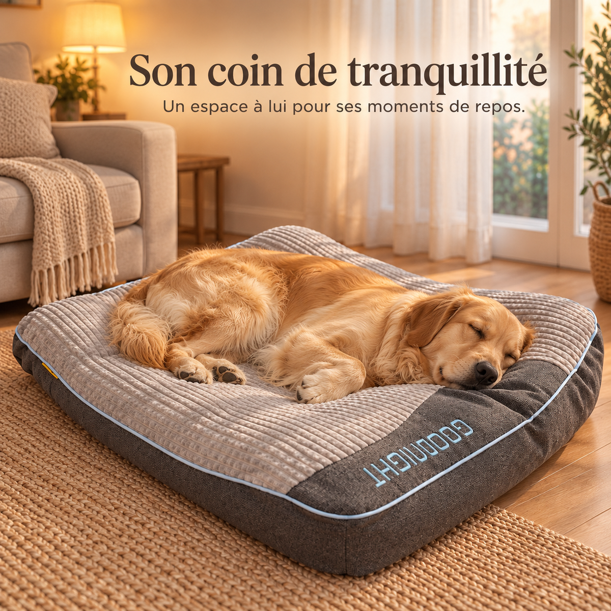 Panier Matelas XXL pour Chien — Velours Côtelé Épais, Rebord Galbé, 4 Tailles