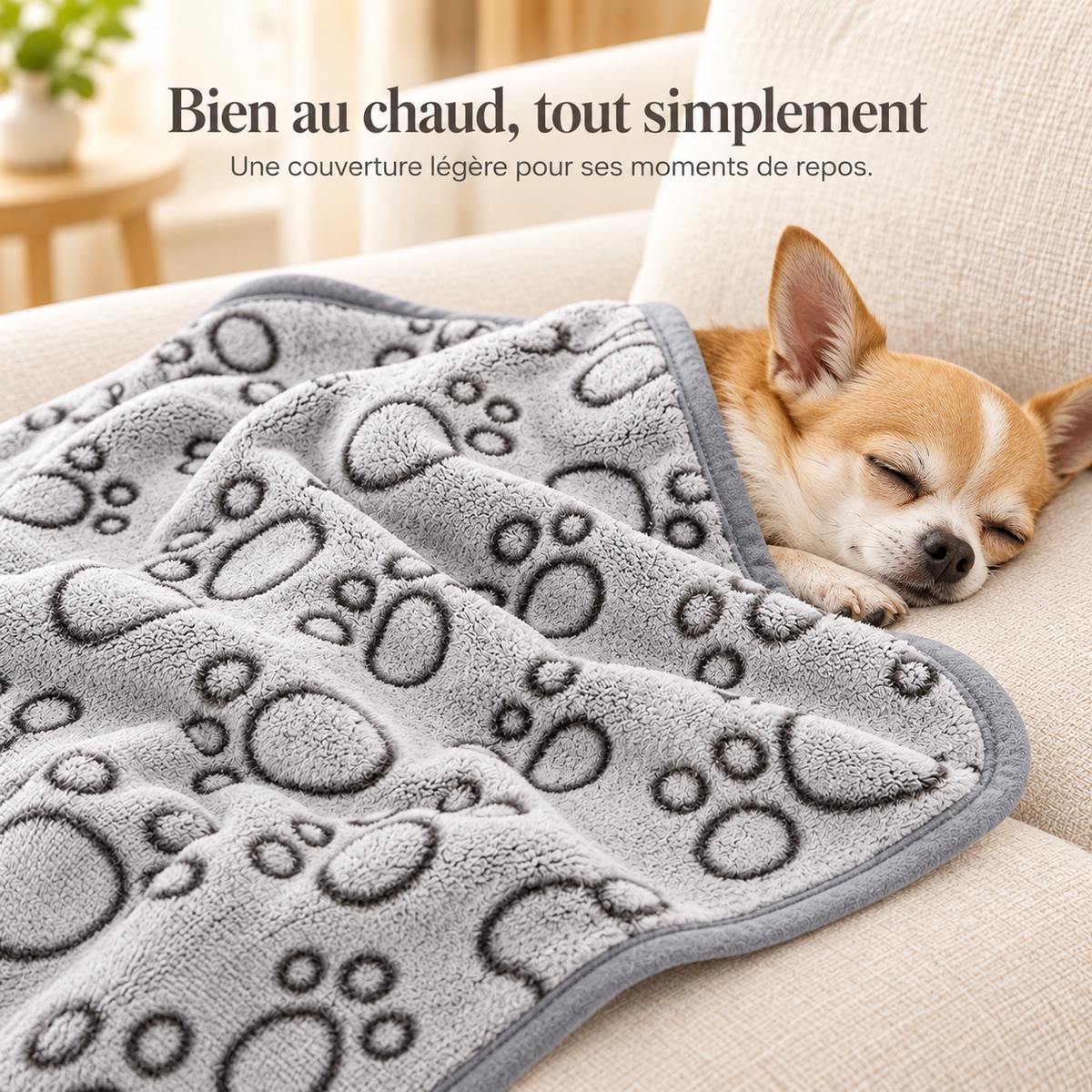 Plaid pour Chien et Chat — Motif Pattes Réversible et Doux, 4 Tailles