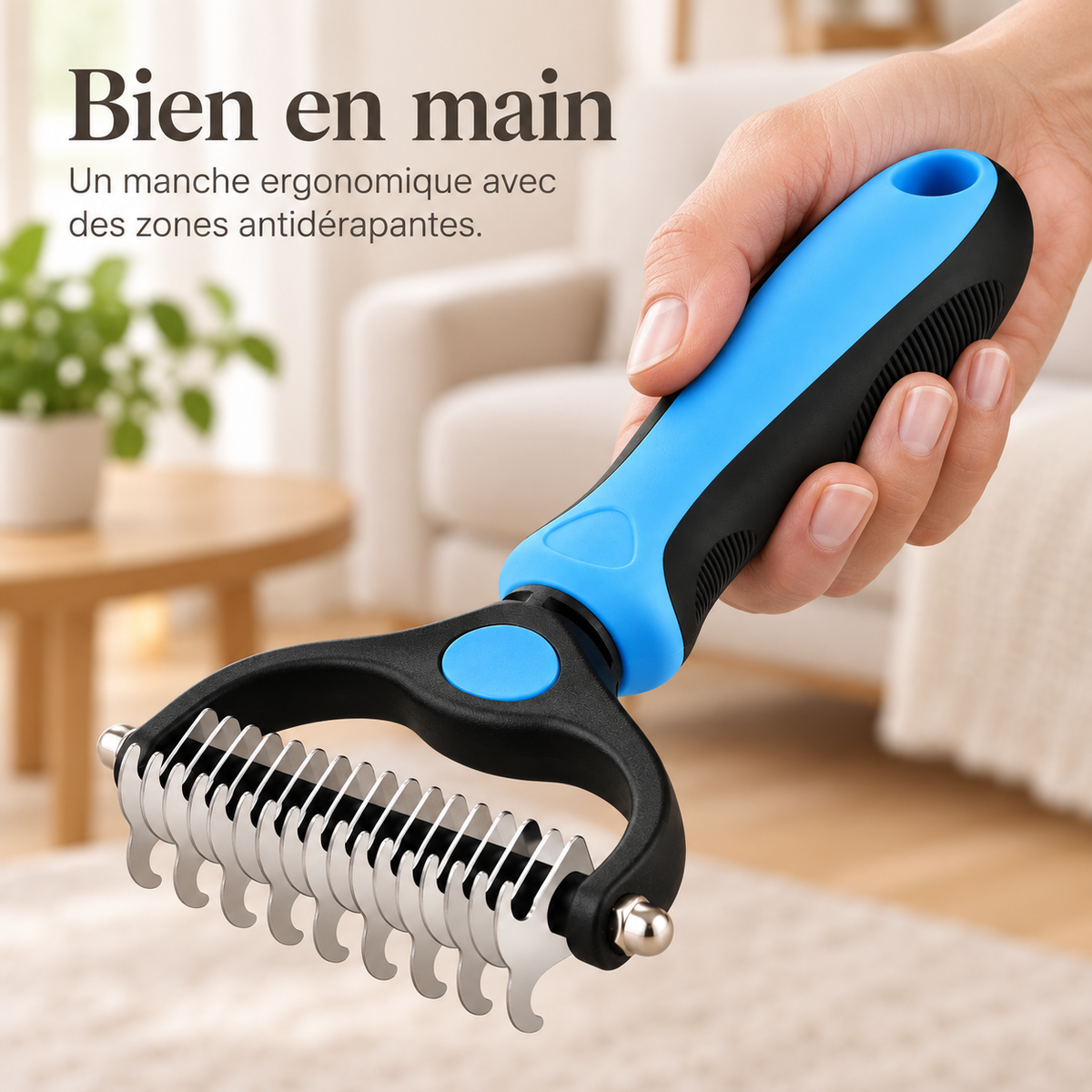 Brosse Démêlante pour Chien et Chat — Double Face Anti-Nœuds et Anti-Poils Morts
