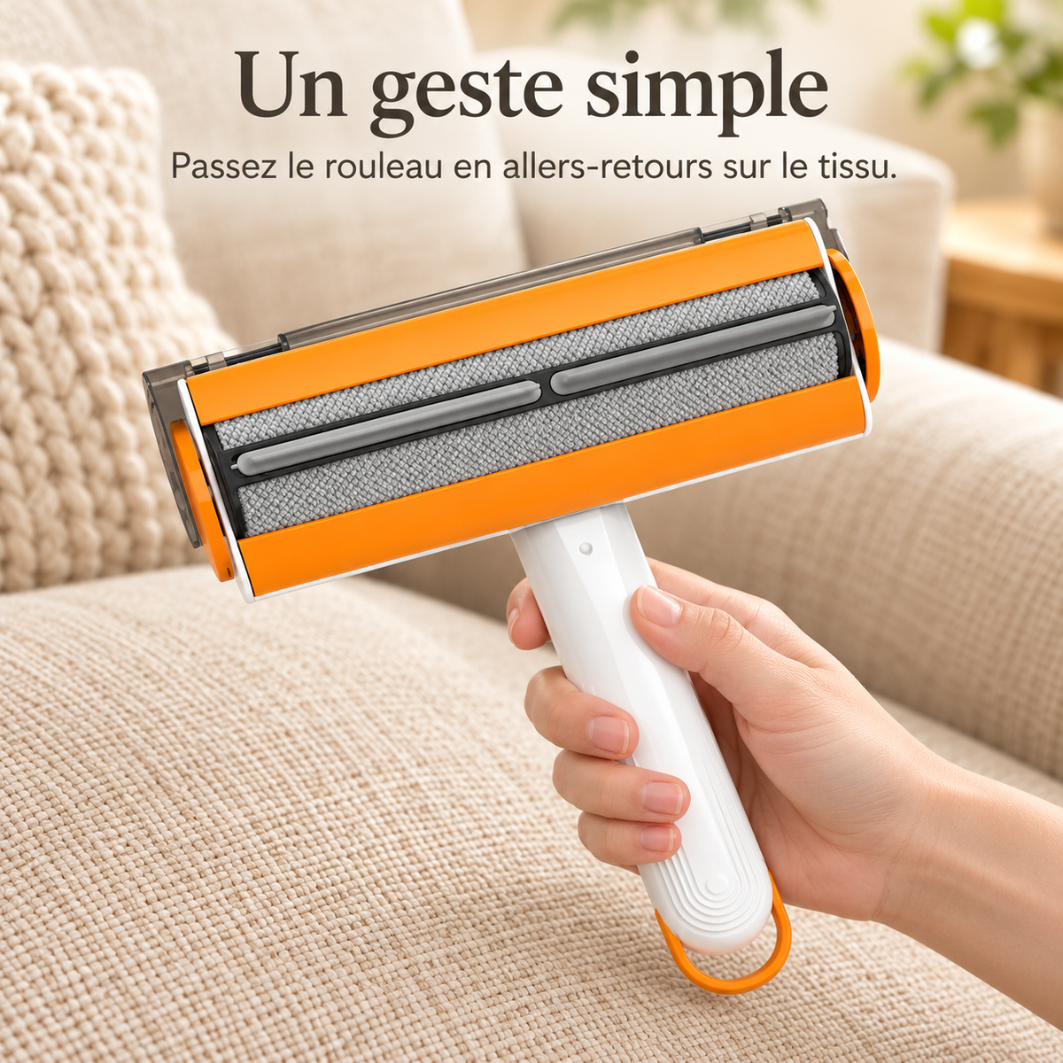 Rouleau Anti-Poils pour Chien et Chat — Réservoir Intégré, Rinçable à l'Eau