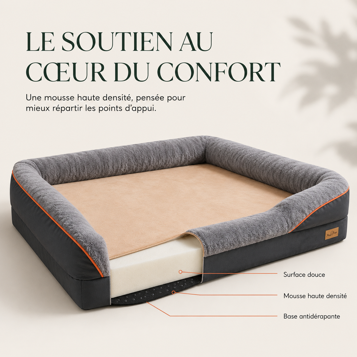 Panier pour Chien Orthopédique 4 Rebords — Grand Format