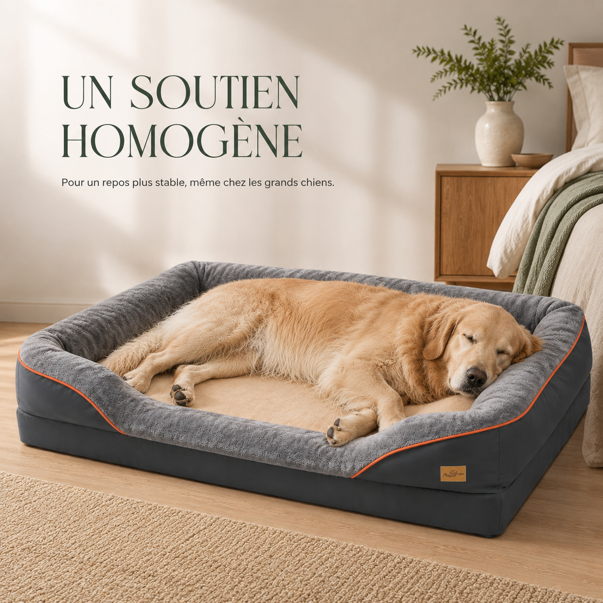 Panier pour Chien Orthopédique 4 Rebords — Grand Format