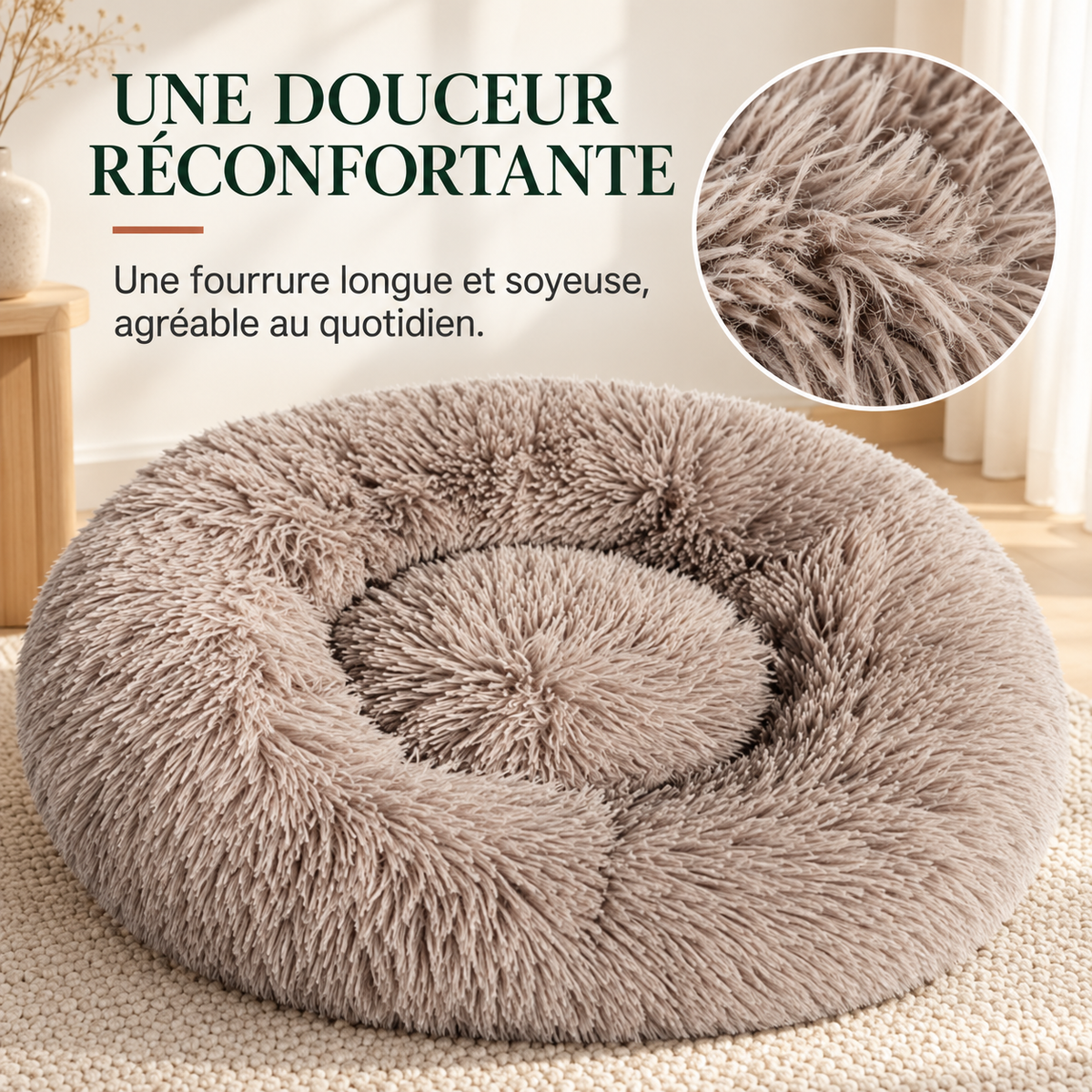 Panier pour Chien Rond Peluche — 5 Tailles