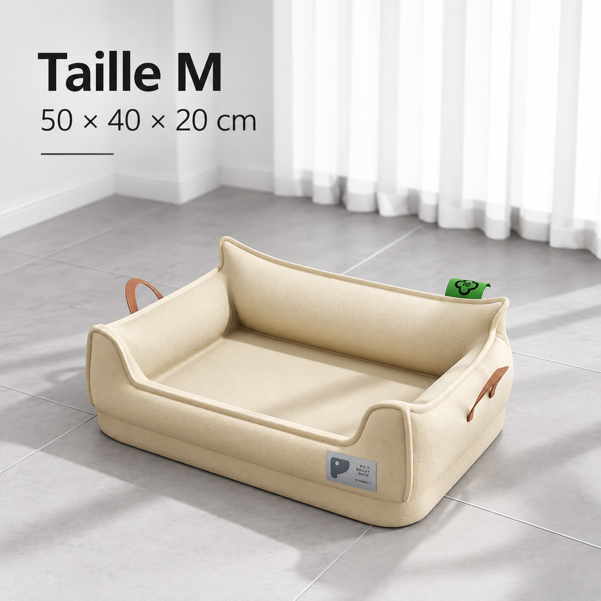 Canapé-Lit Orthopédique en Cuir pour Chien — Mousse à Mémoire de Forme, 3 Tailles