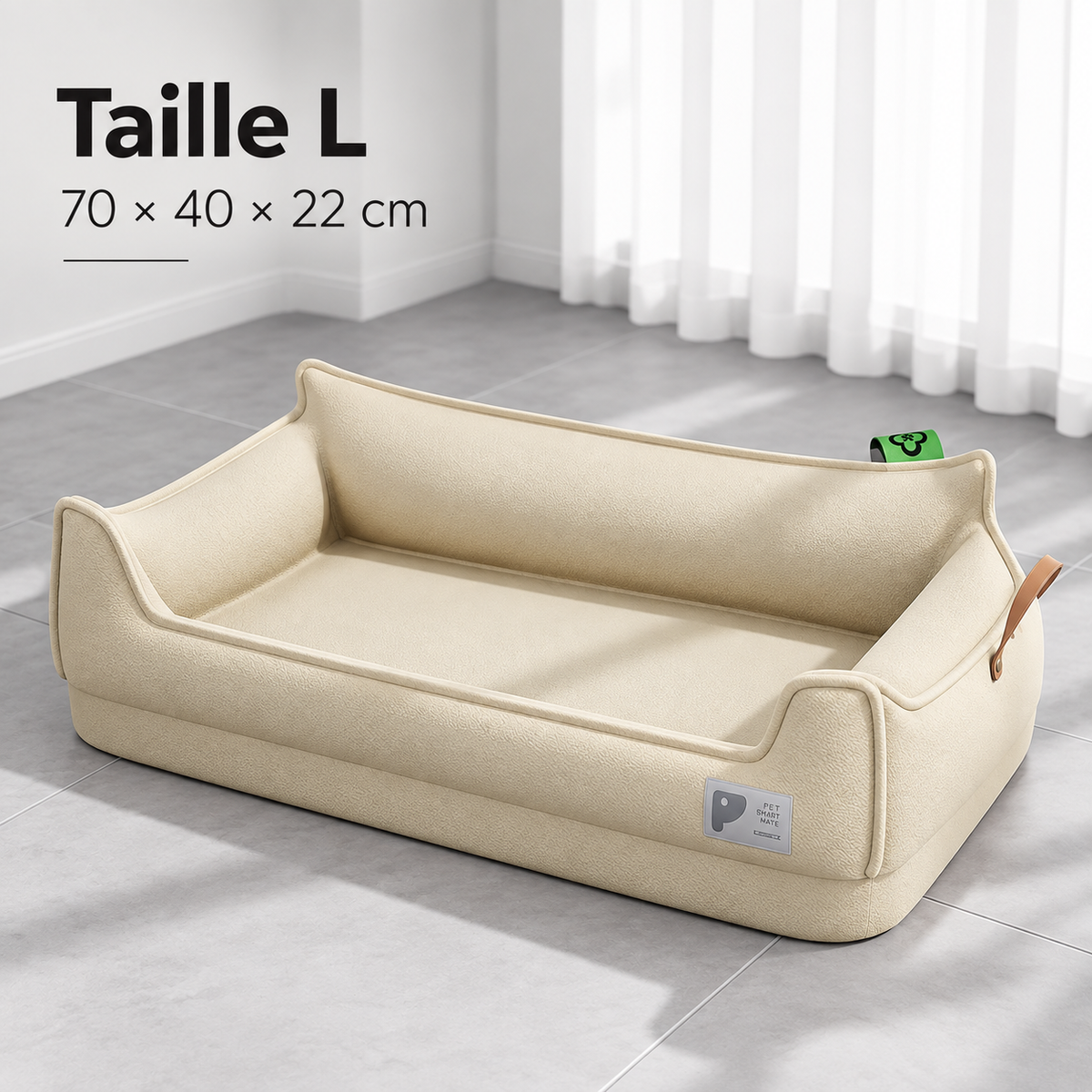 Canapé-Lit Orthopédique en Cuir pour Chien — Mousse à Mémoire de Forme, 3 Tailles