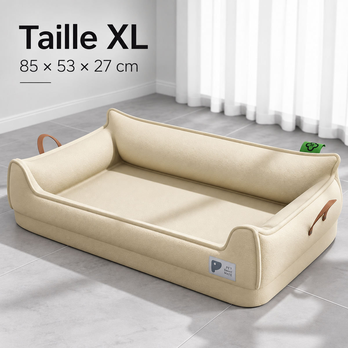 Canapé-Lit Orthopédique en Cuir pour Chien — Mousse à Mémoire de Forme, 3 Tailles