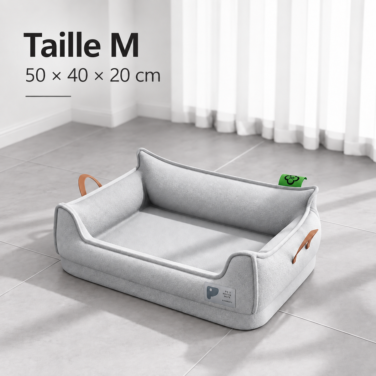 Canapé-Lit Orthopédique en Cuir pour Chien — Mousse à Mémoire de Forme, 3 Tailles
