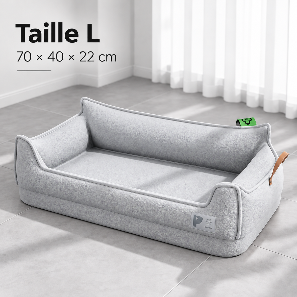 Canapé-Lit Orthopédique en Cuir pour Chien — Mousse à Mémoire de Forme, 3 Tailles