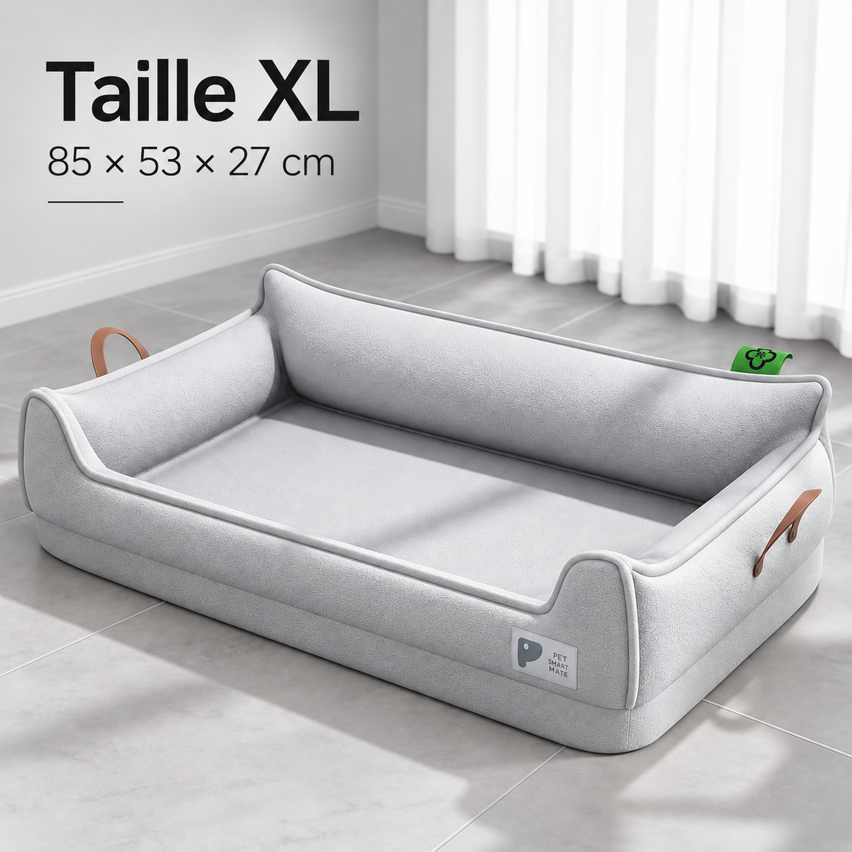 Canapé-Lit Orthopédique en Cuir pour Chien — Mousse à Mémoire de Forme, 3 Tailles