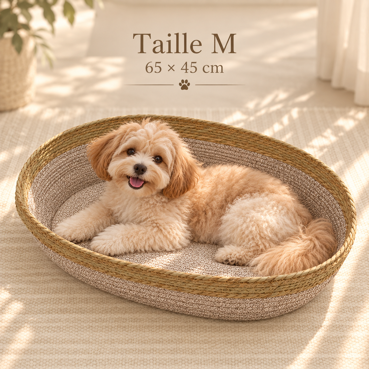 Panier Rond Tressé Respirant pour Chien — 3 Tailles