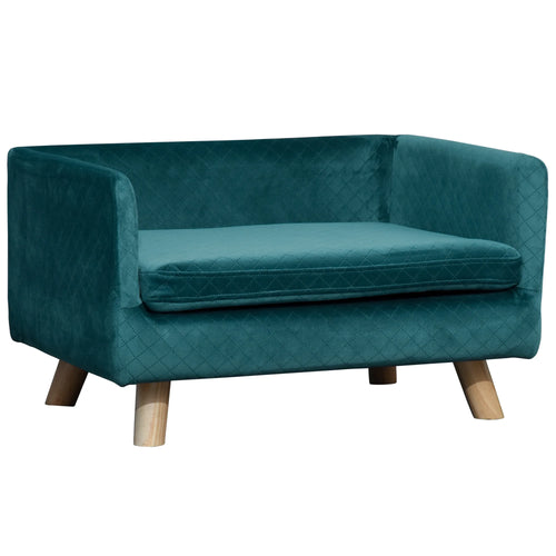 PawHut Couch dog dog bed dog Scandinavian design cushion soft drink feet solid dim. 64x45x36 cm Velvet Blue Duck