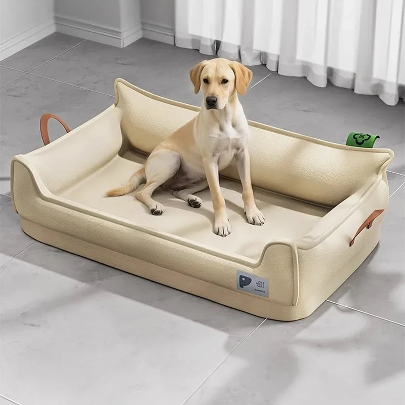 Panier Chien Effet Cuir Imperméable — Dessous Antidérapant