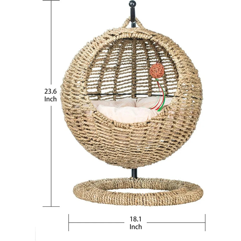 Panier Nid en Osier Tressé pour Petit Chien — Coussin Inclus
