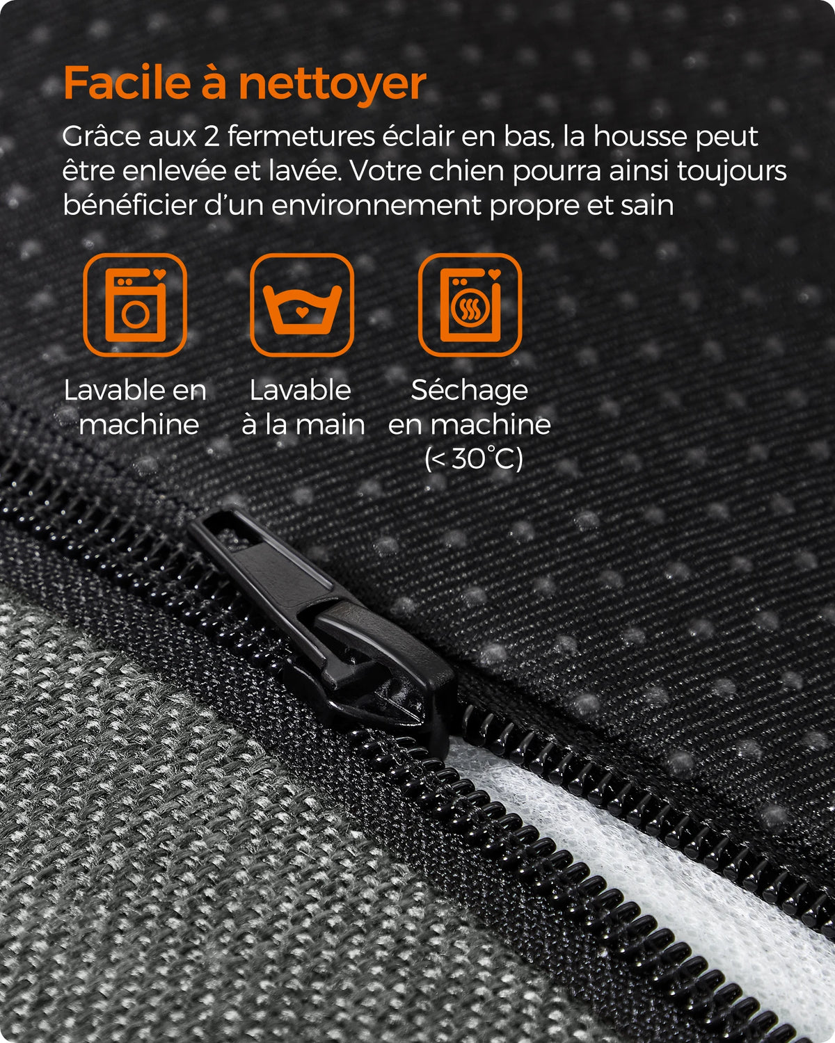 Feandrea Dog Basket, Raised Edge, Non-Slip, Removable Washable Cover, XL Size for Large Dogs, 100 x 75 x 25 cm, Grey