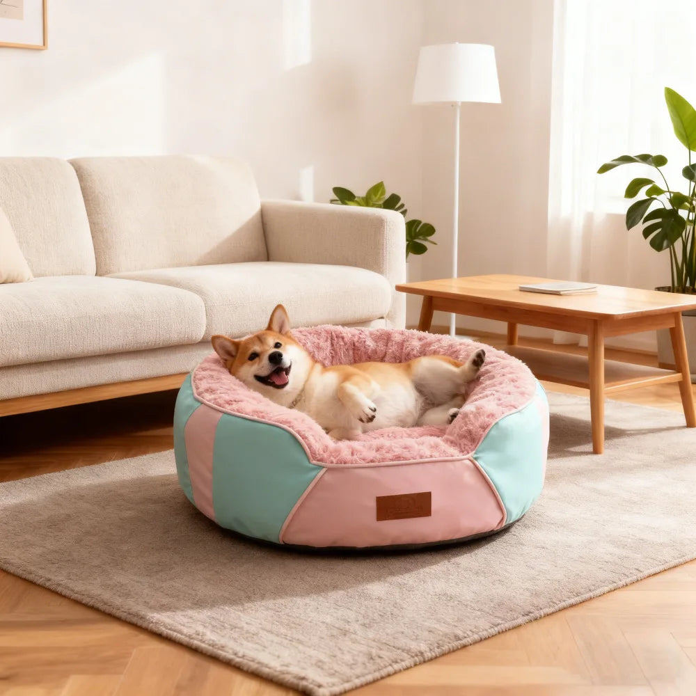 Panier pour Chien Coussin Rond Épais — Peluche Isolante