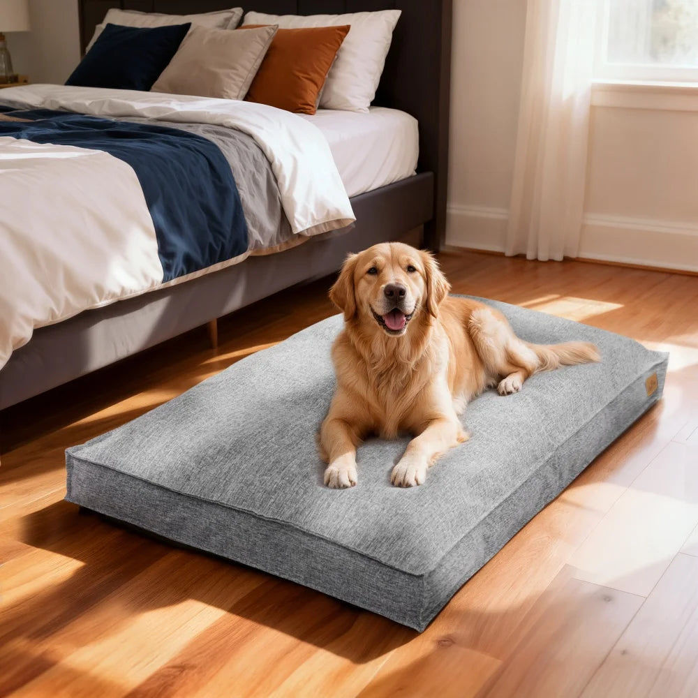 Matelas Orthopédique en Lin pour Chien — Soulage les Articulations, 4 Tailles