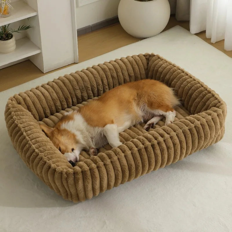 Rectangle Plush Dog Bed Winter Warm Mat Small Medium Big Pet Cat Dog Bed Kennel Puppy Sofacama Cat Cushion Pets Sofa Accessories