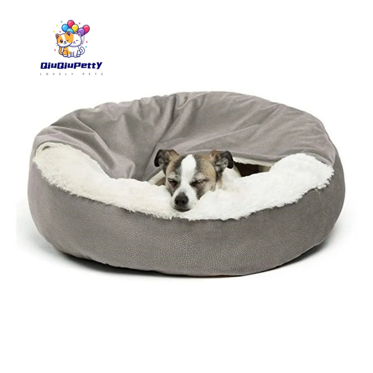 Panier pour Chien Niche Fermée Velours Côtelé — Couverture Intégrée
