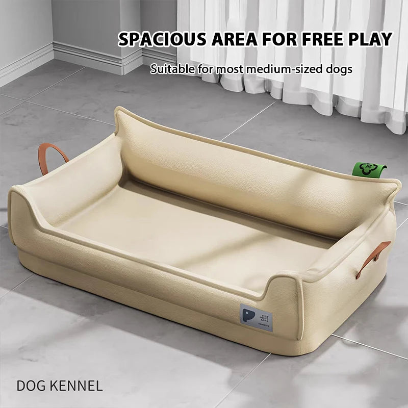 Panier Chien Effet Cuir Imperméable — Dessous Antidérapant