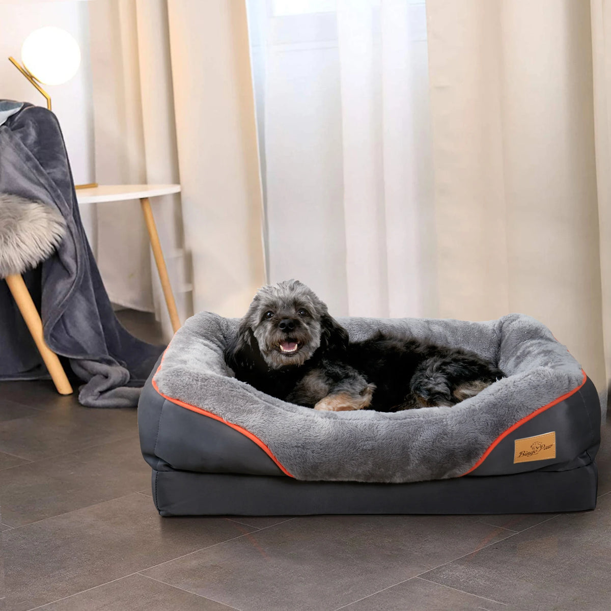 Large Orthopaedic Dog Bed, for Large and Medium Dogs, with Cover Removerable and Washable and Waterproof Dog Basket with 4 Edges, Non-Slip Dog Sofa