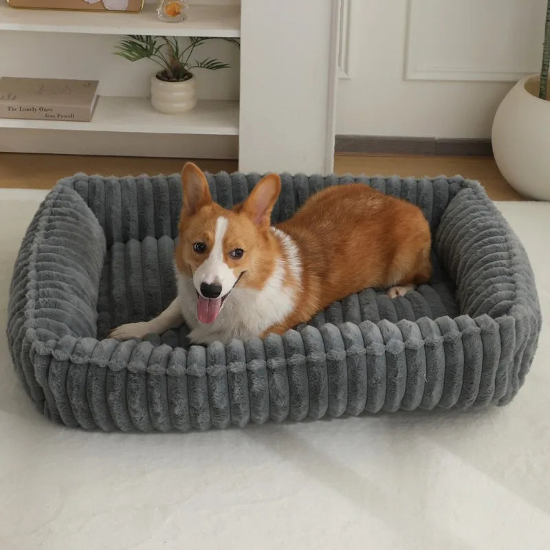 Rectangle Plush Dog Bed Winter Warm Mat Small Medium Big Pet Cat Dog Bed Kennel Puppy Sofacama Cat Cushion Pets Sofa Accessories