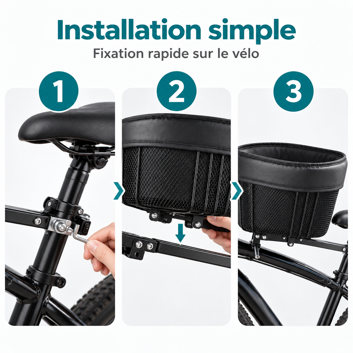 Installation simple du panier de vélo pour chien en métal en 3 étapes