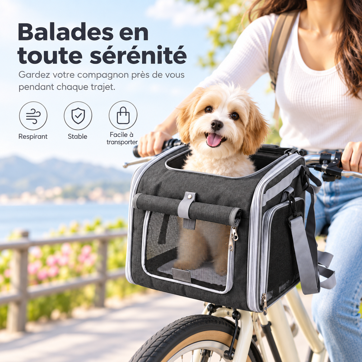 Panier de vélo pour chien, balades en toute sérénité