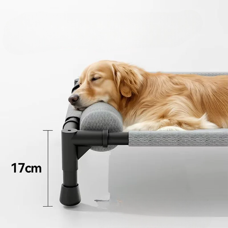 Panier surélevé pour chien — détail rebord et hauteur