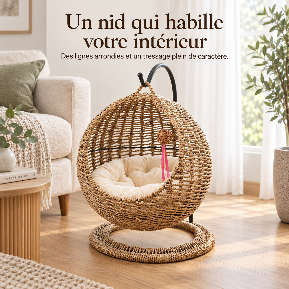 Nid en osier tressé pour chien qui habille l'intérieur