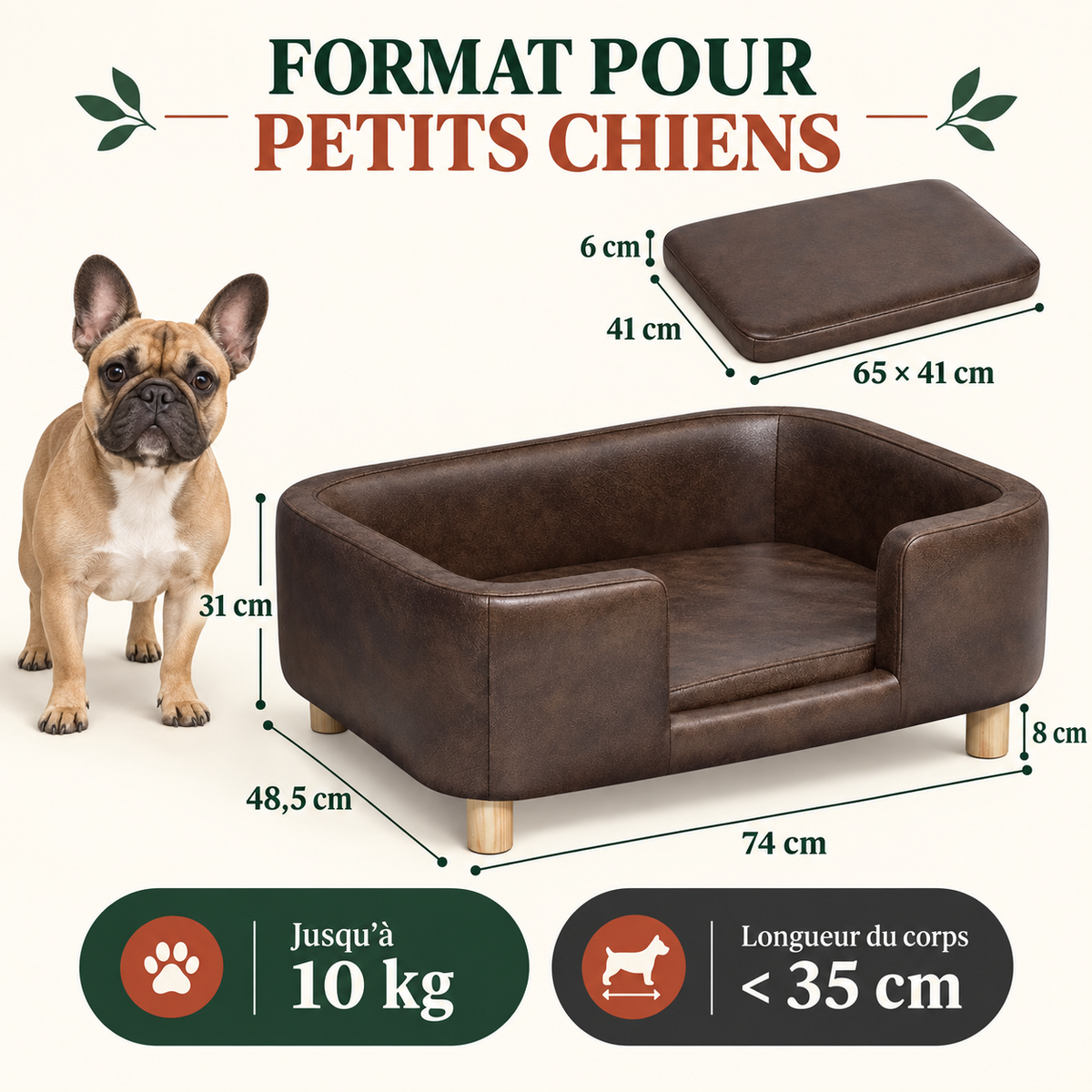 Westie assis dans le sofa canapé pour petit chien, rebords rassurants