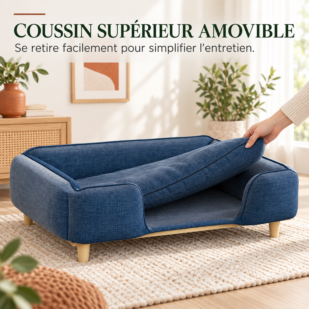 Coussin supérieur amovible du sofa design pour grand chien, facile à retirer pour l'entretien