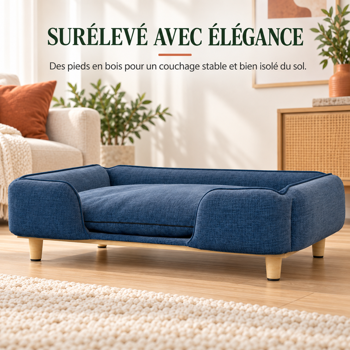 Pieds en bois du sofa design pour grand chien, surélévé et stable
