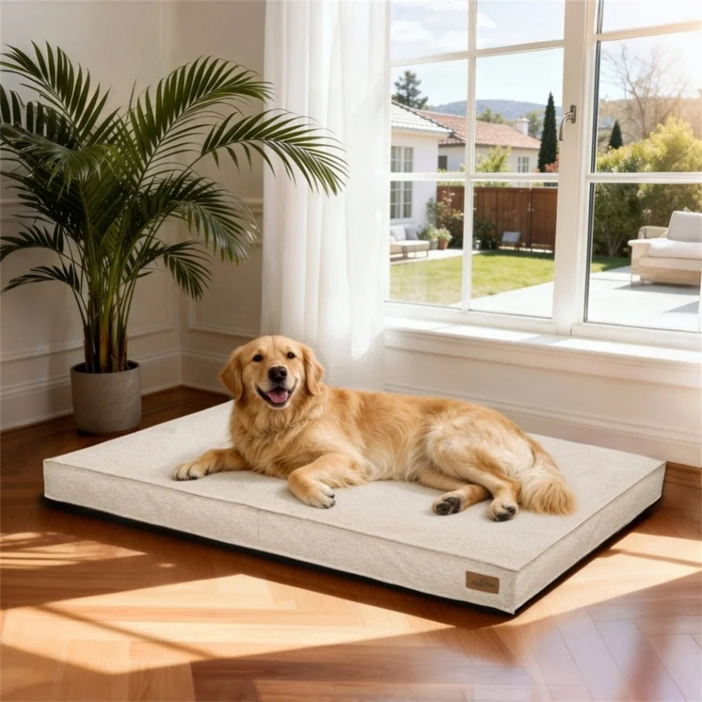 Matelas Orthopédique en Lin pour Chien — Soulage les Articulations, 4 Tailles