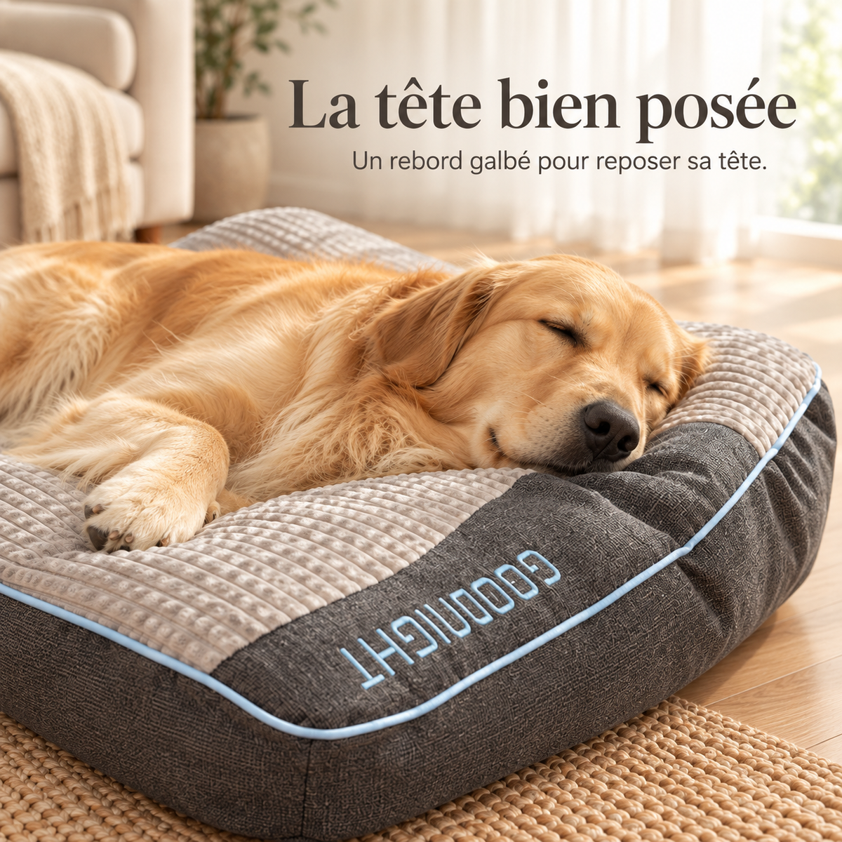 Panier Matelas XXL pour Chien — Velours Côtelé Épais, Rebord Galbé, 4 Tailles