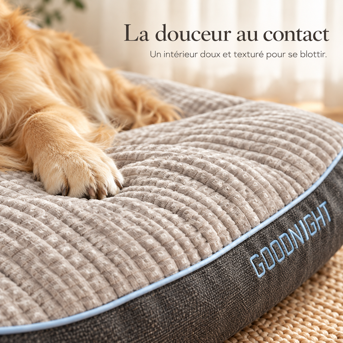 Panier Matelas XXL pour Chien — Velours Côtelé Épais, Rebord Galbé, 4 Tailles