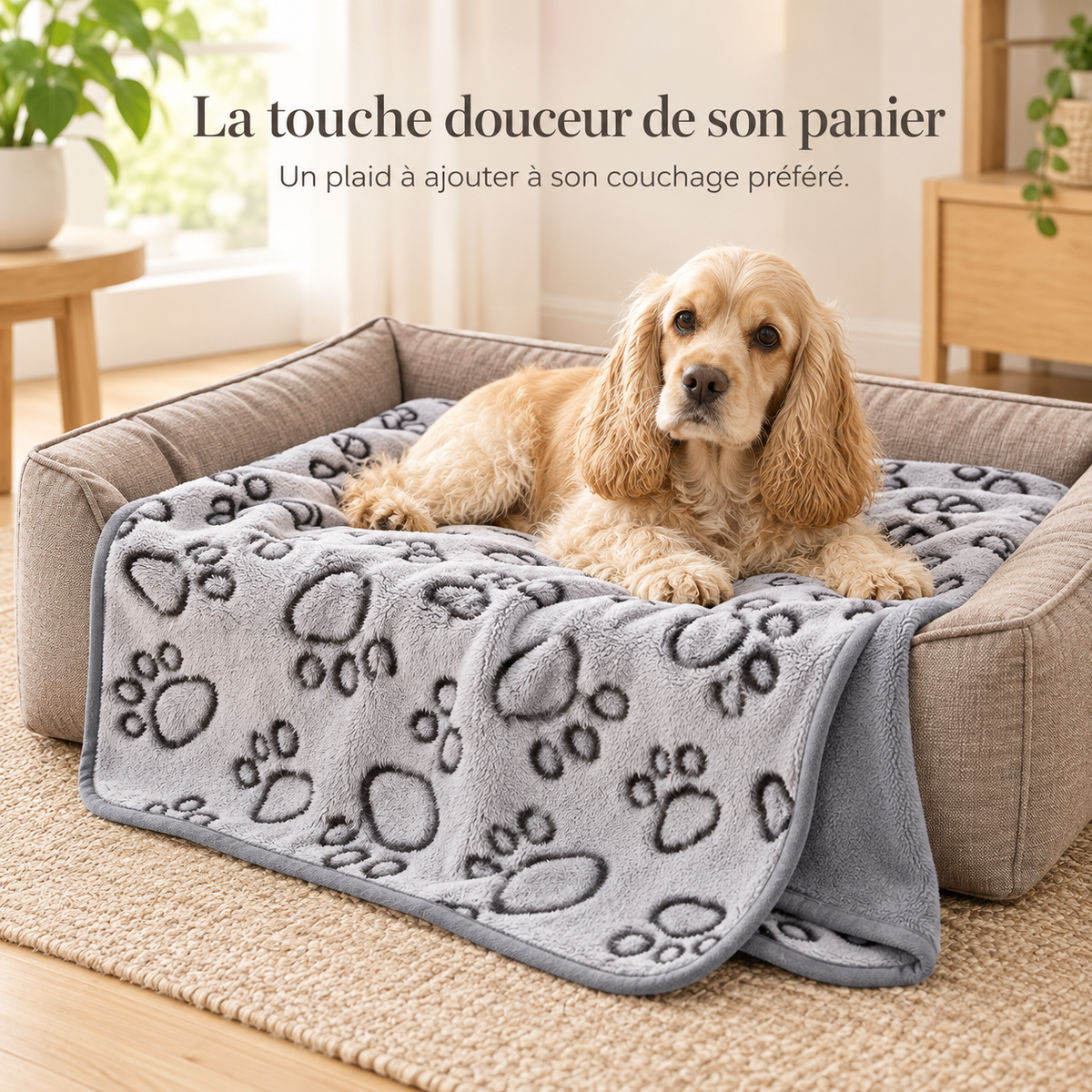 Plaid pour Chien et Chat — Motif Pattes Réversible et Doux, 4 Tailles