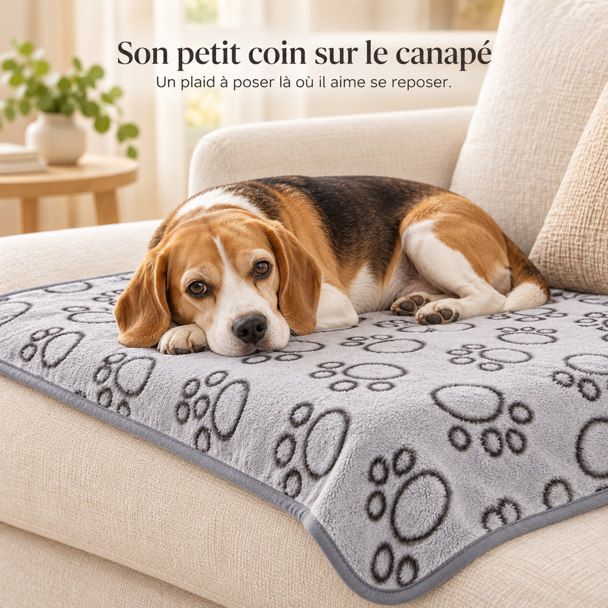 Plaid pour Chien et Chat — Motif Pattes Réversible et Doux, 4 Tailles