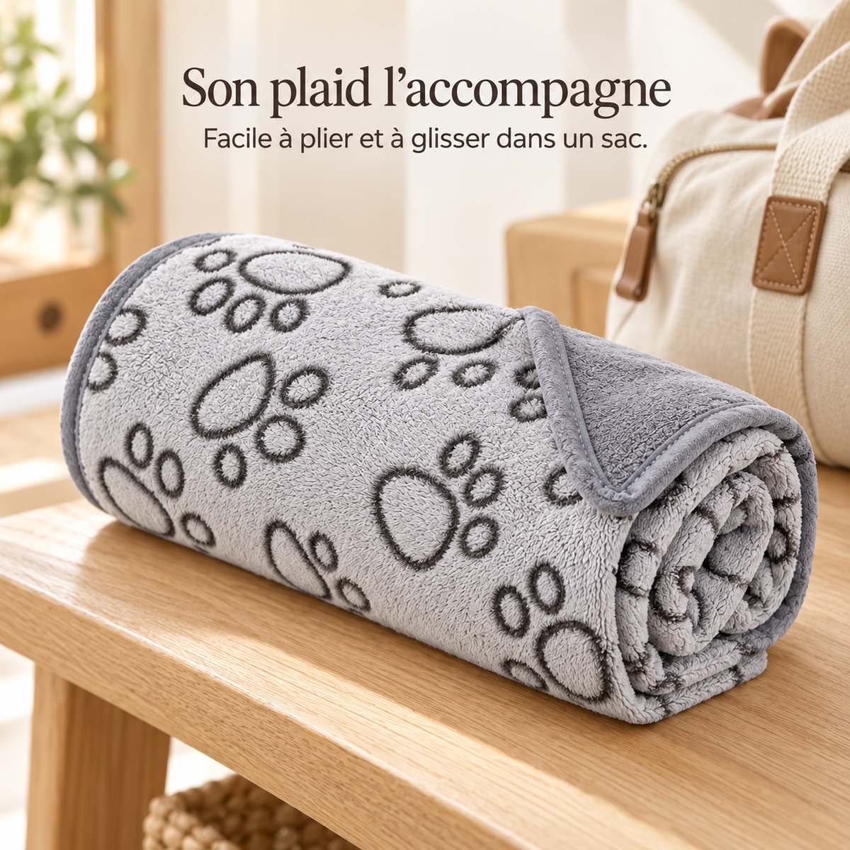 Plaid pour Chien et Chat — Motif Pattes Réversible et Doux, 4 Tailles