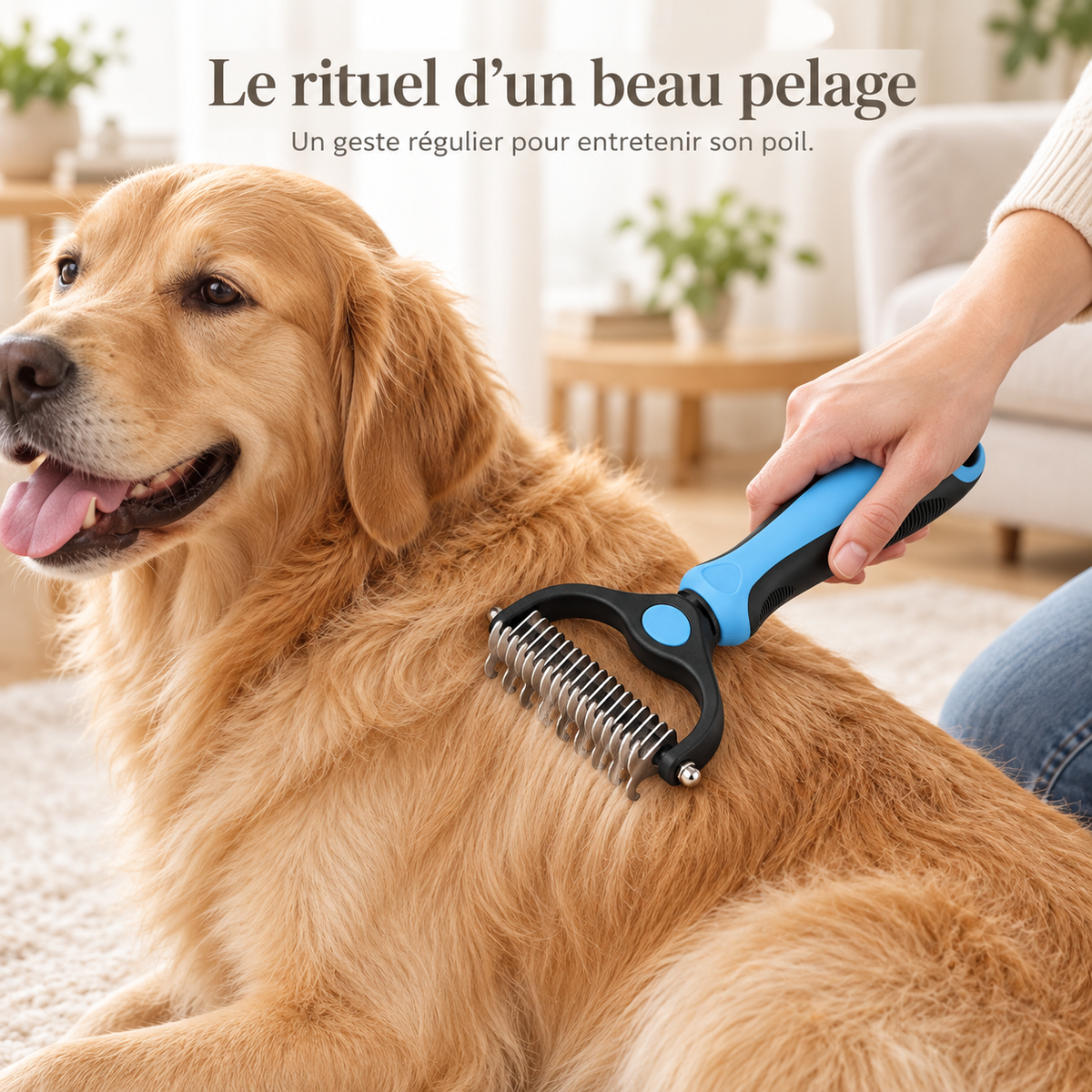 Brosse Démêlante pour Chien et Chat — Double Face Anti-Nœuds et Anti-Poils Morts