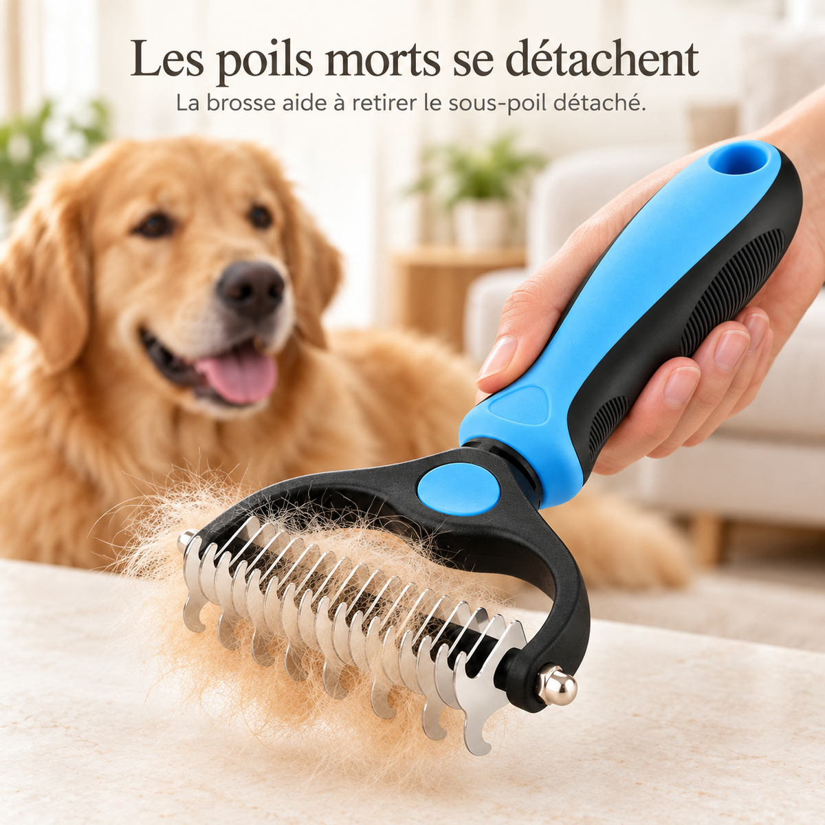 Brosse Démêlante pour Chien et Chat — Double Face Anti-Nœuds et Anti-Poils Morts