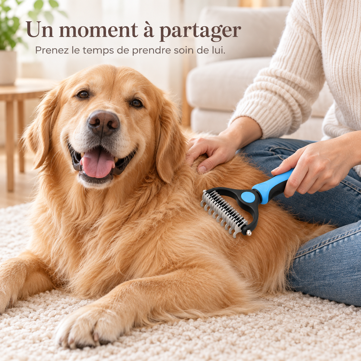 Brosse Démêlante pour Chien et Chat — Double Face Anti-Nœuds et Anti-Poils Morts