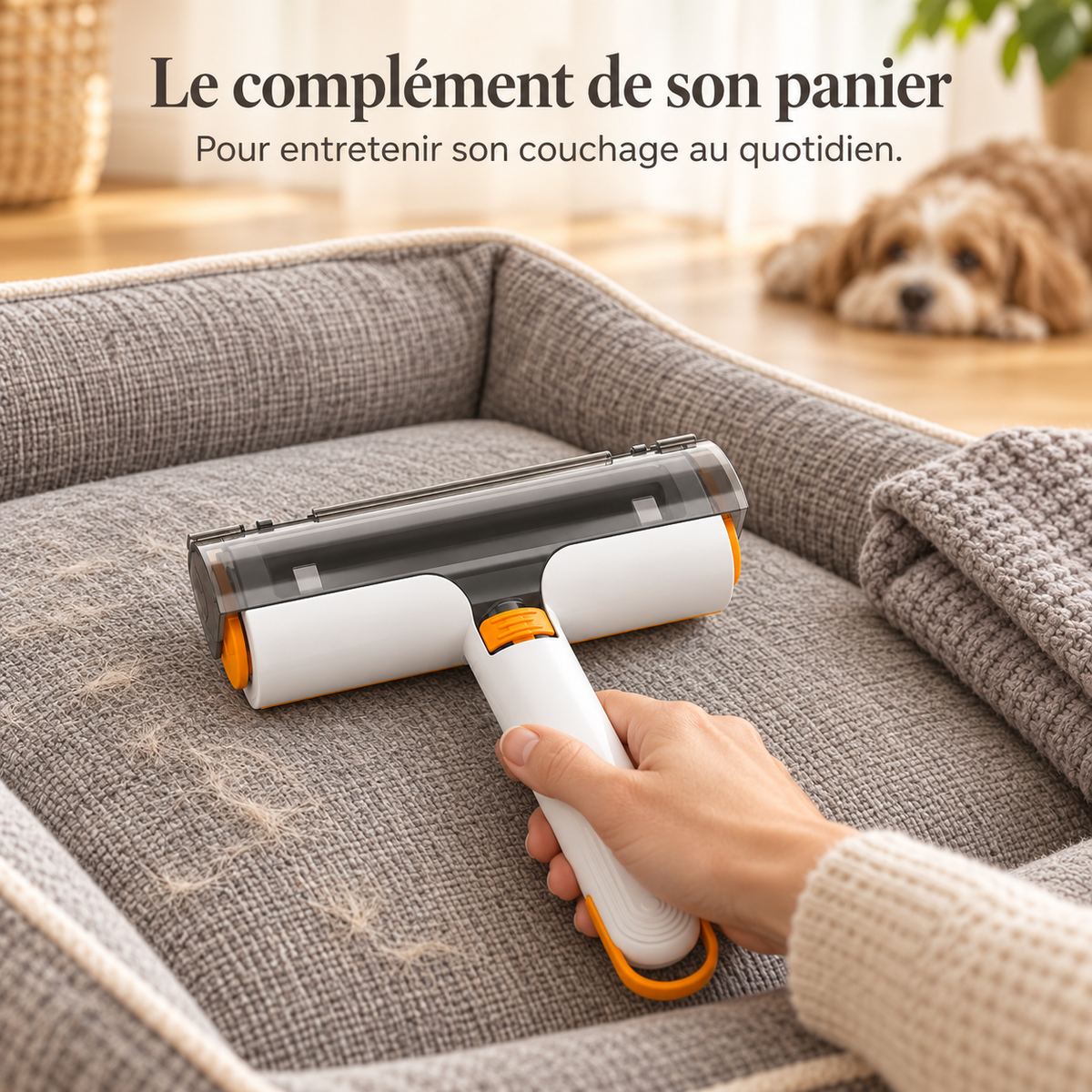 Rouleau Anti-Poils pour Chien et Chat — Réservoir Intégré, Rinçable à l'Eau