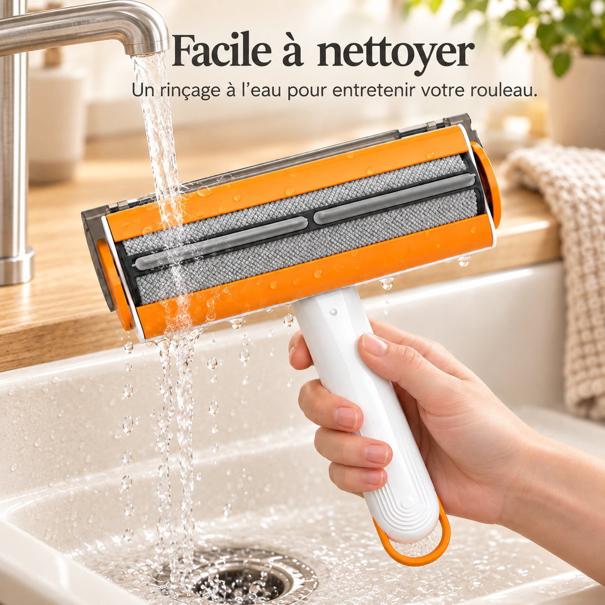 Rouleau Anti-Poils pour Chien et Chat — Réservoir Intégré, Rinçable à l'Eau