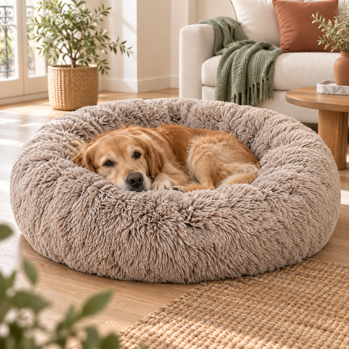 Panier pour Chien Rond Peluche — 5 Tailles