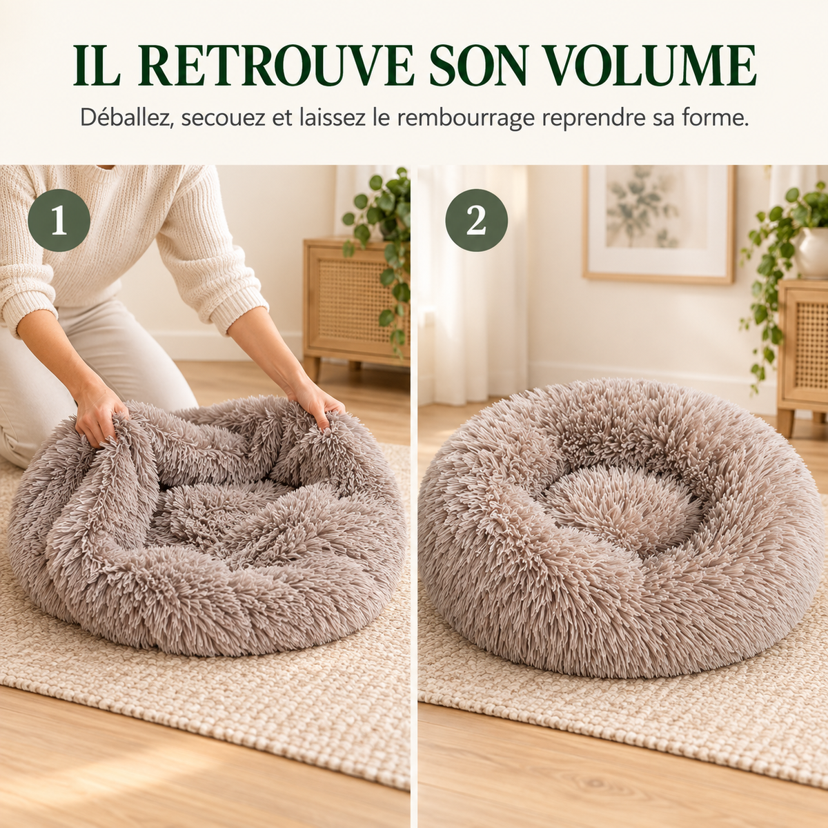 Panier pour Chien Rond Peluche — 5 Tailles