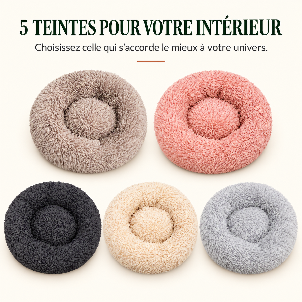 Panier pour Chien Rond Peluche — 5 Tailles