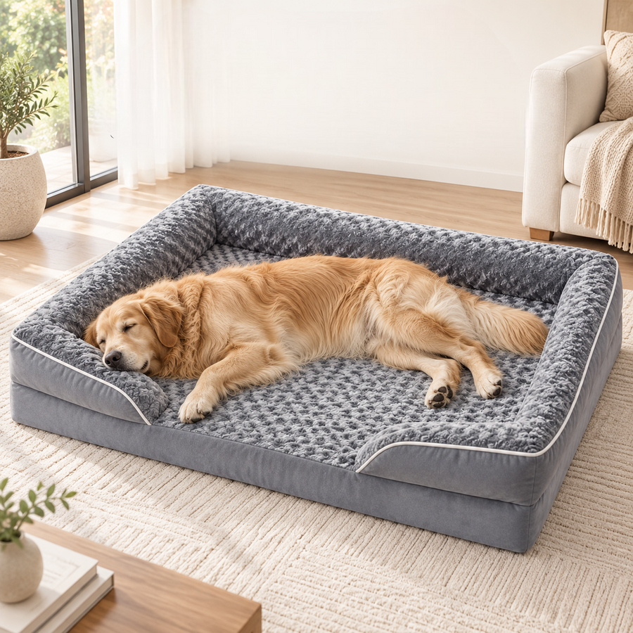 Panier Sofa Orthopédique pour Chien — Mousse Alvéolée Premium, 4 Tailles
