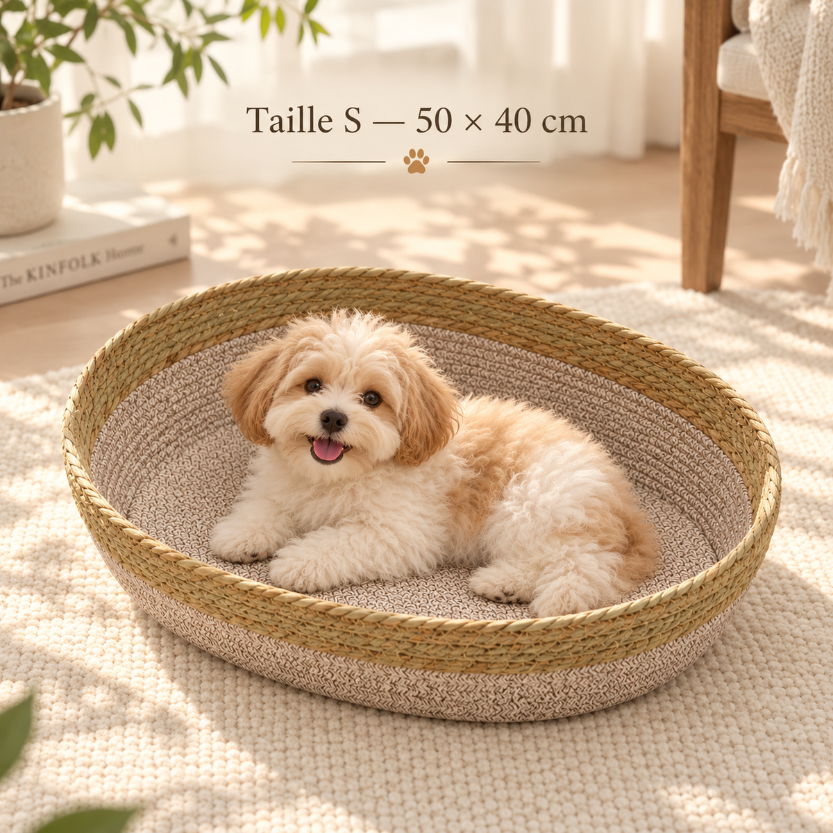 Panier Rond Tressé Respirant pour Chien — 3 Tailles