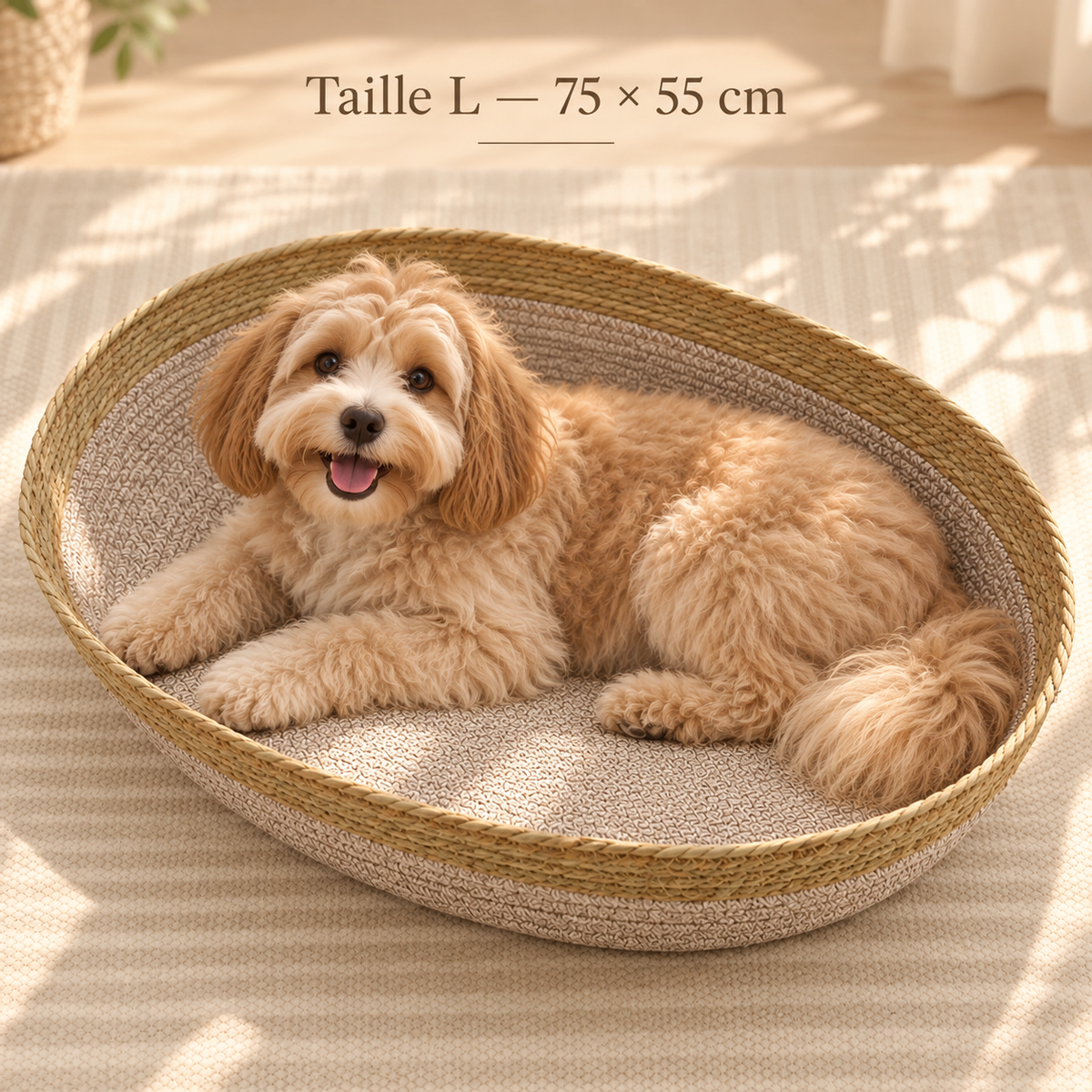 Panier Rond Tressé Respirant pour Chien — 3 Tailles