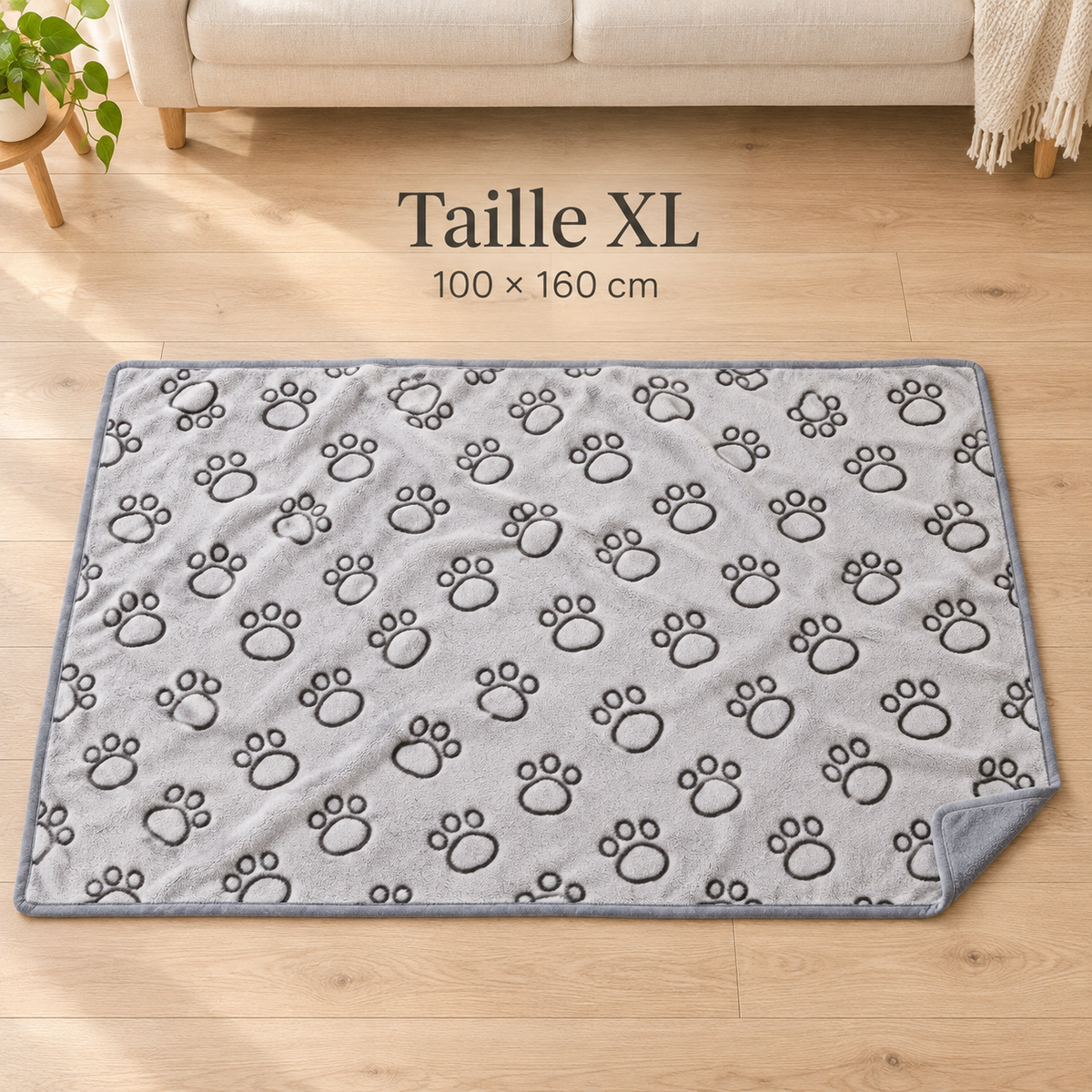 Plaid pour Chien et Chat — Motif Pattes Réversible et Doux, 4 Tailles